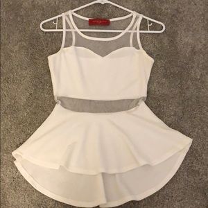 AKIRA white with mesh peplum tank